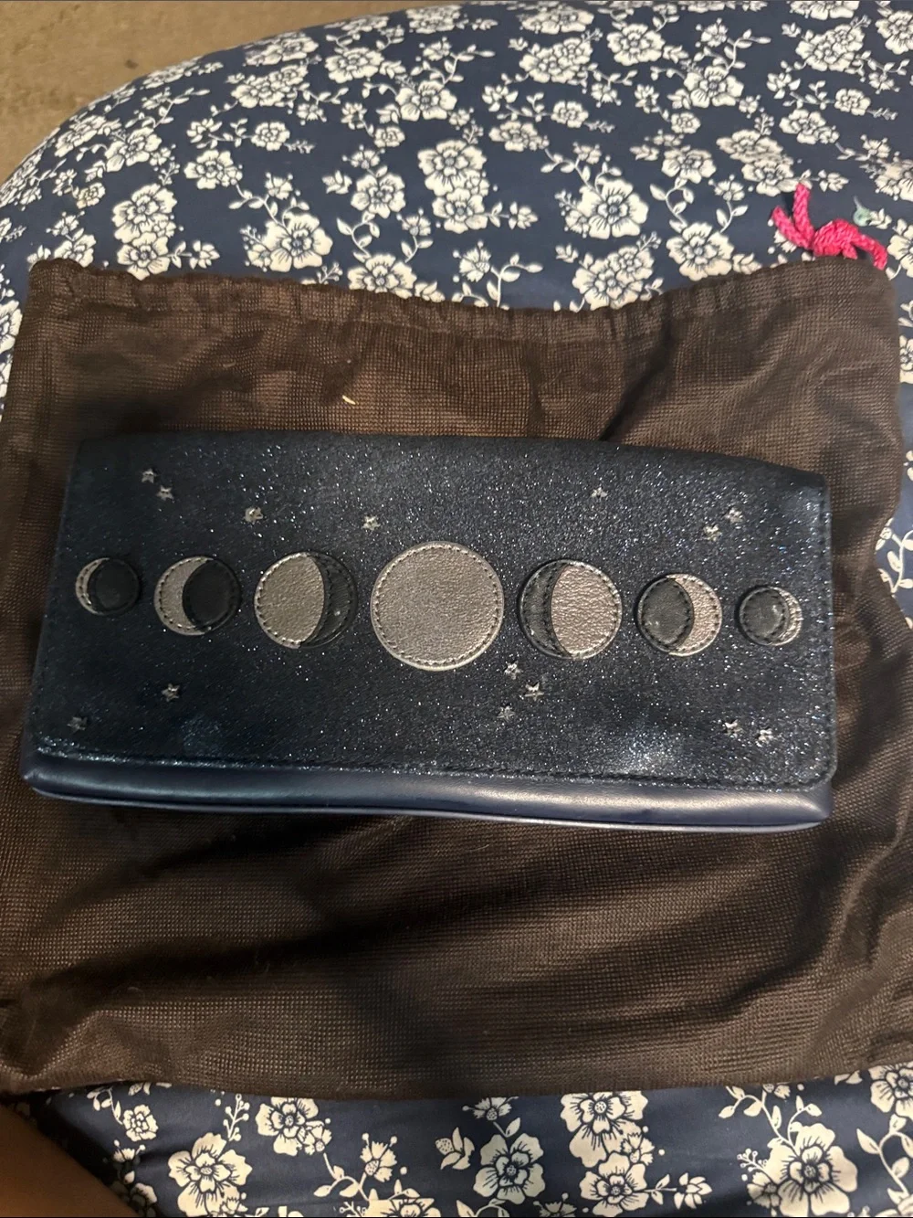 kate spade navy blue moon phase clutch